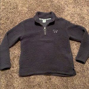 PINK Sherpa half-zip sweatshirt.